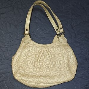 Coach Gramercy Op Art shoulder bag Elegant Tan-Gray Quilted Handbag